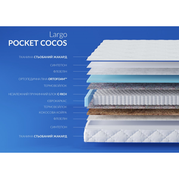 Матрас Largo POCKET COCOS / ПОКЕТ КОКОС 90x190